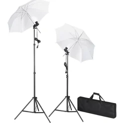 Appareils Photo-vidaXL Kit de studio photo avec lampes toile de fond et réflecteur Noir