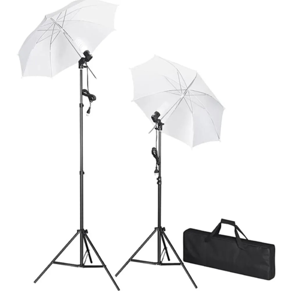 Appareils Photo-vidaXL Kit de studio photo avec lampes toile de fond et réflecteur Noir