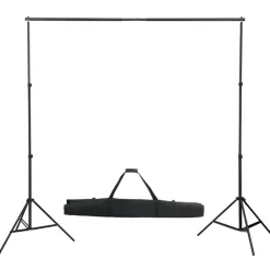 Appareils Photo-vidaXL Kit de studio photo avec lampes toile de fond et réflecteur Noir