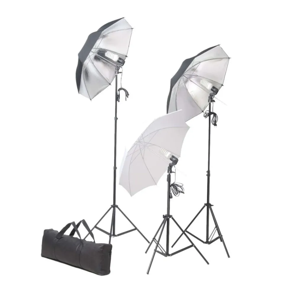 Appareils Photo-vidaXL Kit de studio photo avec lampes toile de fond et réflecteur Noir