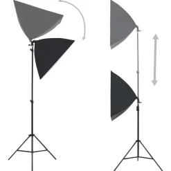 Appareils Photo-vidaXL Kit de studio photo avec boîtes à lumière et toile de fond Blanc