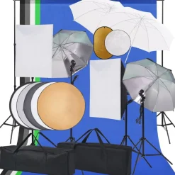 vidaXL Kit de studio photo boîte à lumière toile de fond et réflecteur