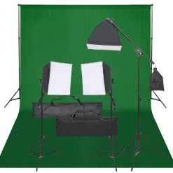 Appareils Photo-vidaXL Kit de studio photo avec éclairage et toile de fond