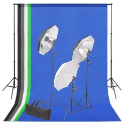 vidaXL Kit de studio photo avec toile de fond et jeu d'éclairage