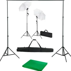 vidaXL Kit de studio photo avec toile de fond lampes et parapluies