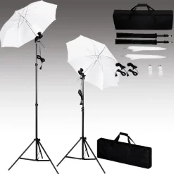 vidaXL Kit de studio photo avec toile de fond lampes et parapluies