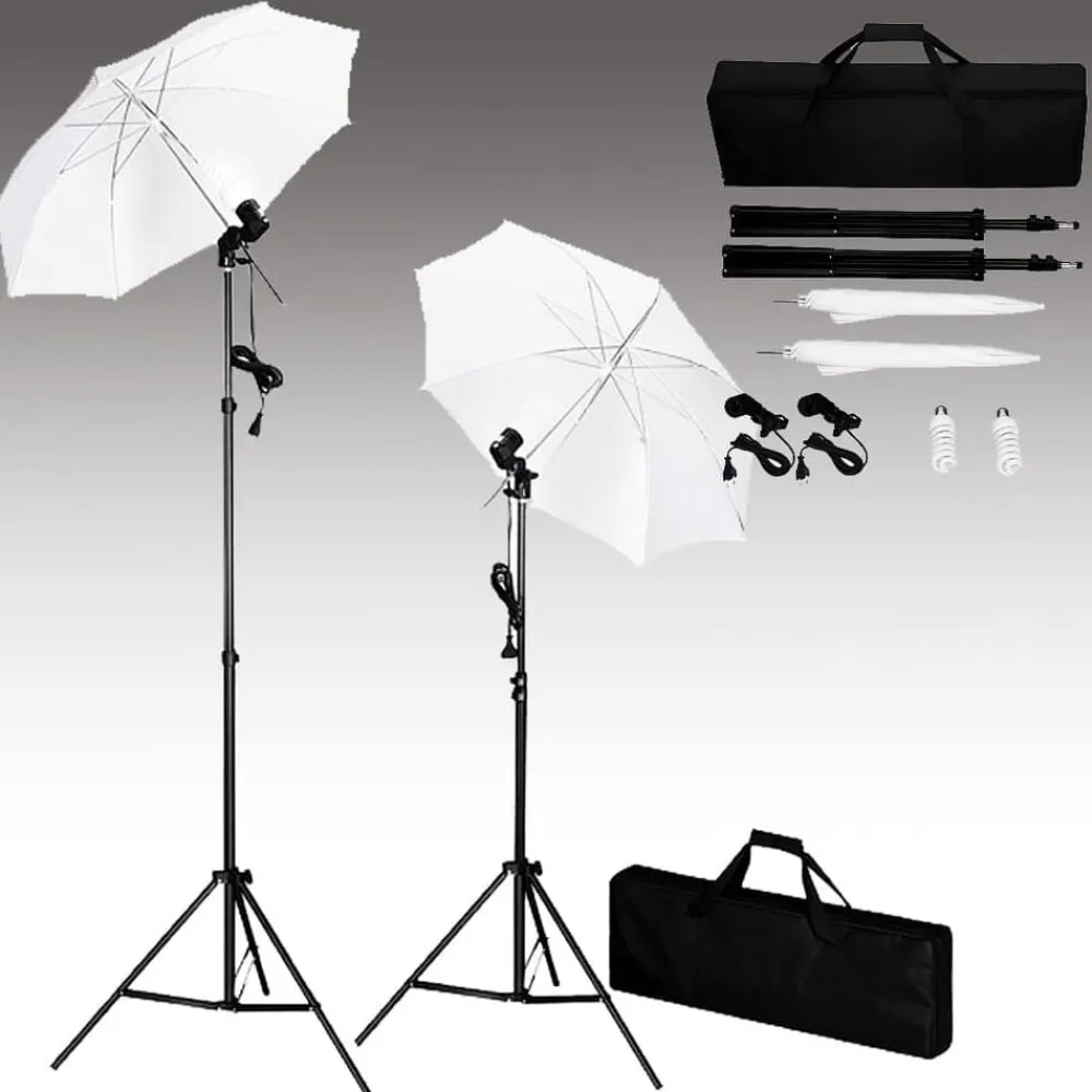 vidaXL Kit de studio photo avec toile de fond lampes et parapluies