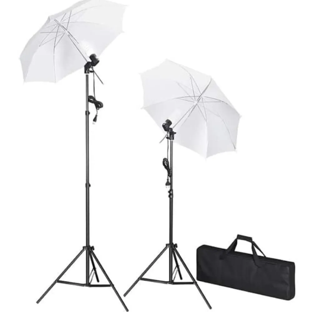 vidaXL Kit de studio photo avec toile de fond lampes et parapluies