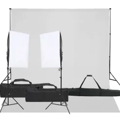 Appareils Photo-vidaXL Kit de studio photo avec éclairage et toile de fond