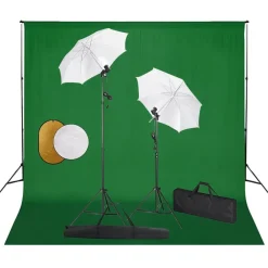 vidaXL Kit de studio photo avec lampes toile de fond et réflecteur