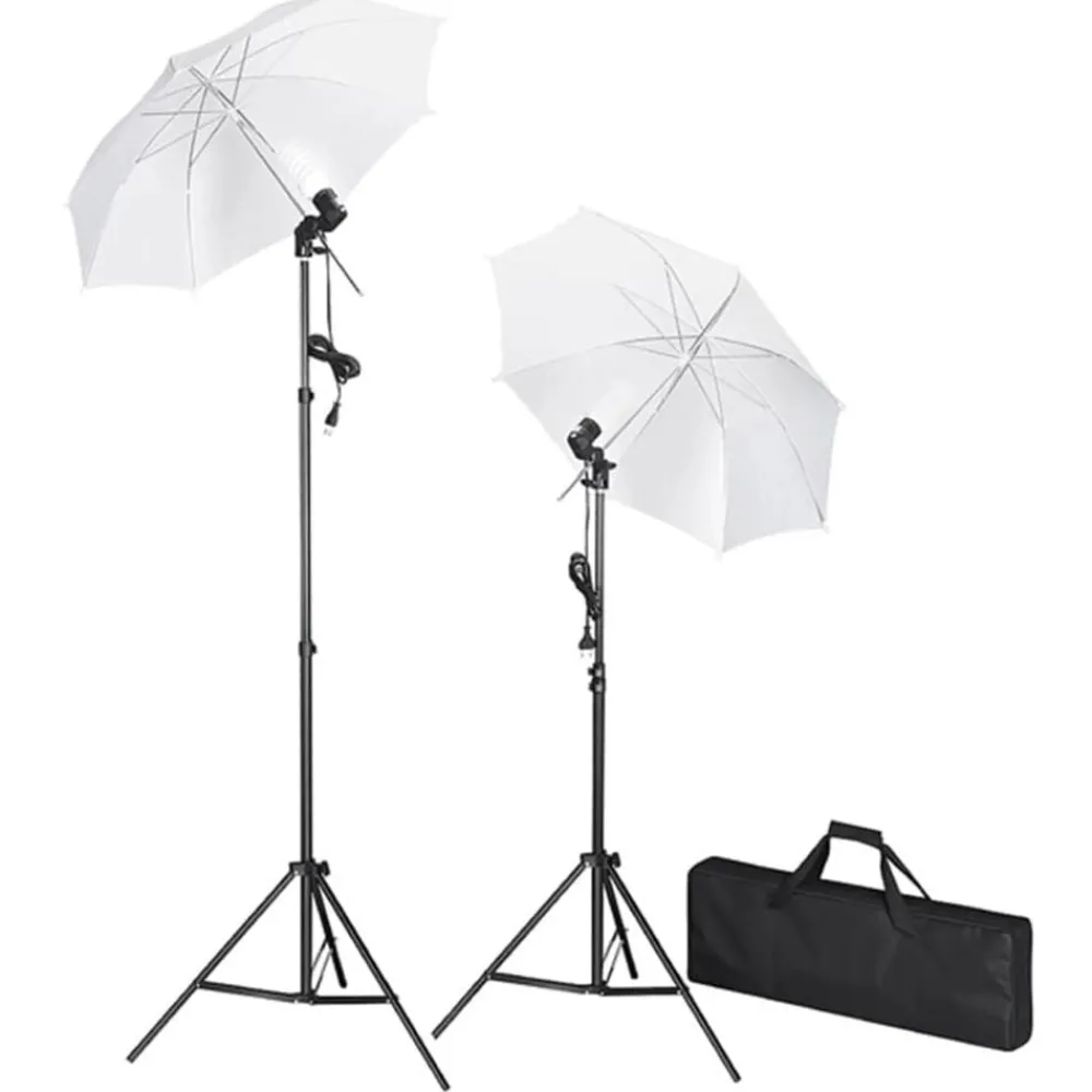vidaXL Kit de studio photo avec lampes toile de fond et réflecteur