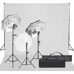 Appareils Photo-vidaXL Kit de studio photo avec éclairage et toile de fond