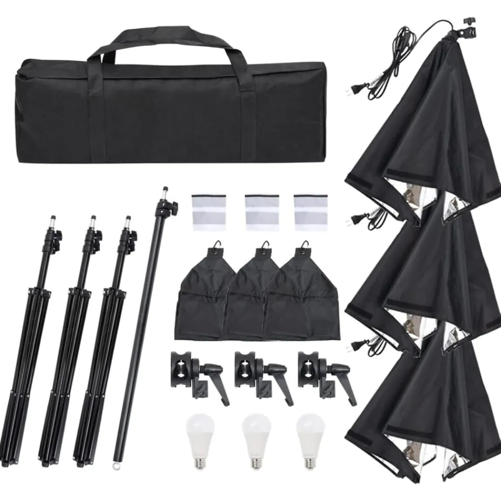 vidaXL Kit de studio photo avec éclairage toile de fond et réflecteur