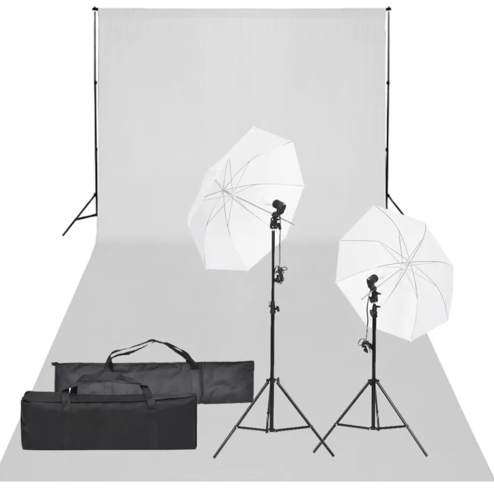 vidaXL Kit de studio photo avec éclairage et toile de fond