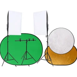 vidaXL Kit de studio photo avec éclairage écran de fond et réflecteur