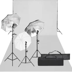 vidaXL Kit de studio photo avec éclairage et toile de fond