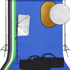 vidaXL Kit de studio photo boîte à lumière toile de fond et réflecteur