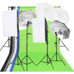 Appareils Photo-vidaXL Kit de studio photo avec éclairage toile de fond et réflecteur
