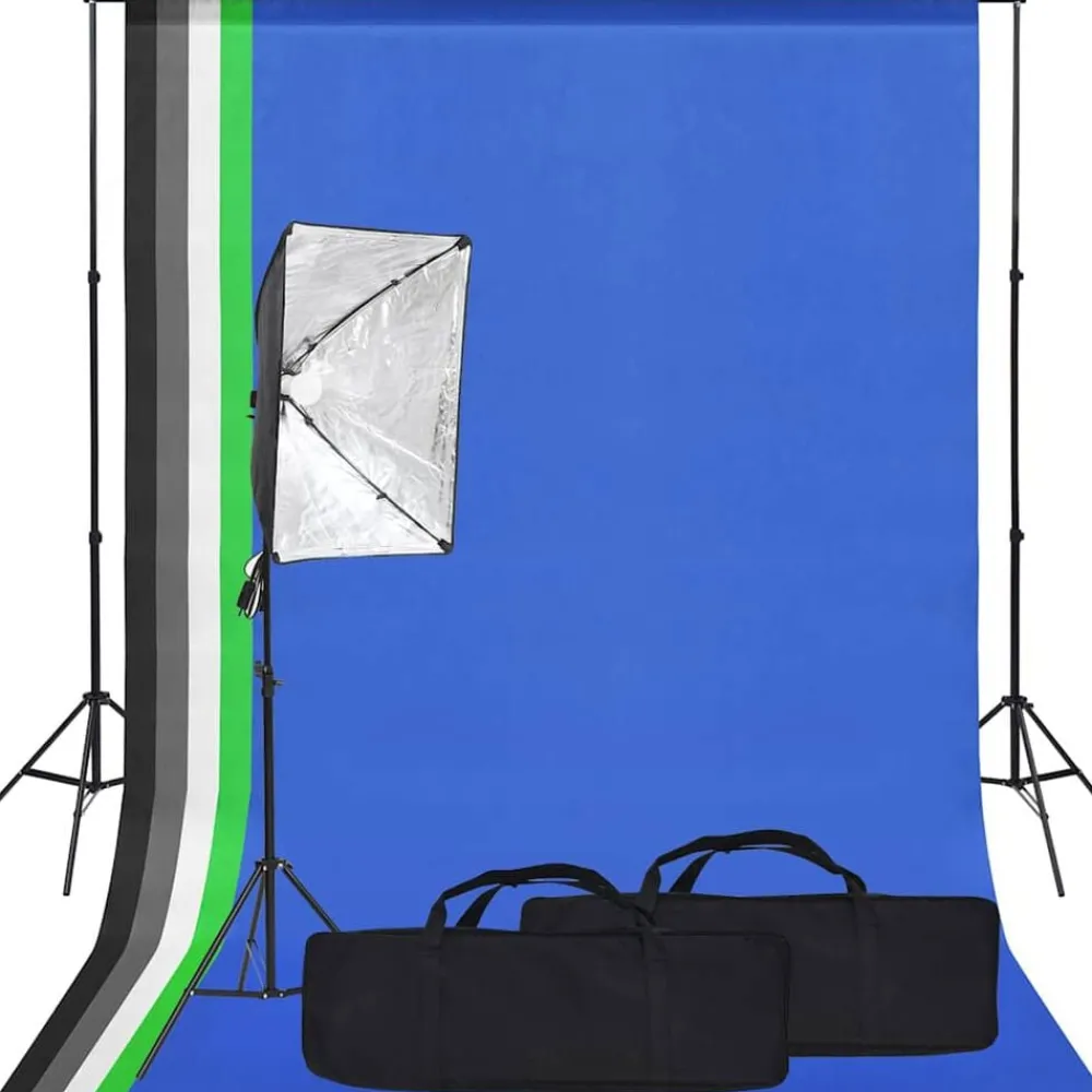 Appareils Photo-vidaXL Kit de studio photo avec boîte à lumière et toile de fond