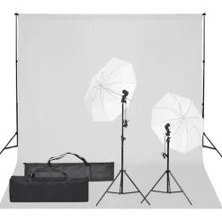 Appareils Photo-vidaXL Kit de studio photo avec éclairage et toile de fond Blanc