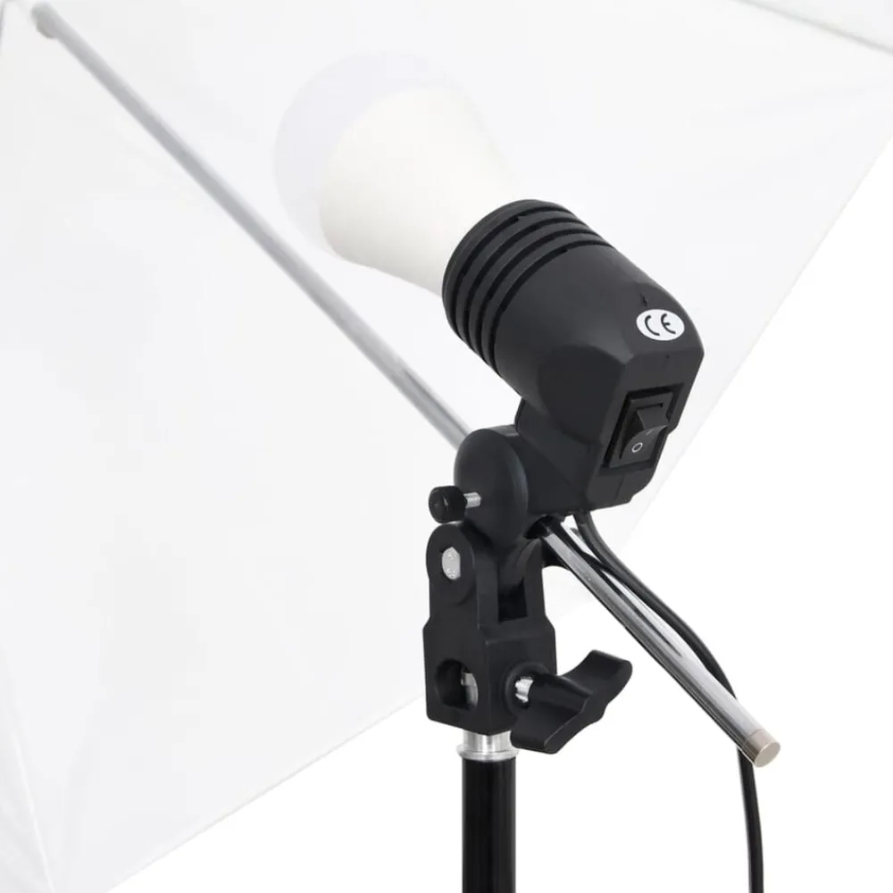 Appareils Photo-vidaXL Kit de studio photo avec éclairage et toile de fond Blanc