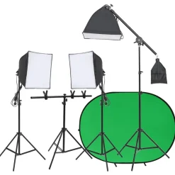 vidaXL Kit de studio photo avec éclairage et écran de fond