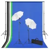 vidaXL Kit de studio photo avec toiles de fond, lampes et parapluies