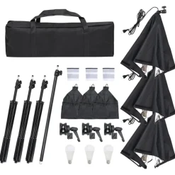 vidaXL Kit de studio photo avec éclairage toile de fond et réflecteur