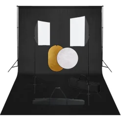 Appareils Photo-vidaXL Kit de studio photo boîtes à lumière toile de fond réflecteur Noir
