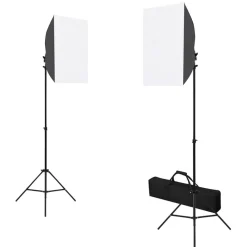 Appareils Photo-vidaXL Kit de studio photo boîtes à lumière toile de fond réflecteur Noir