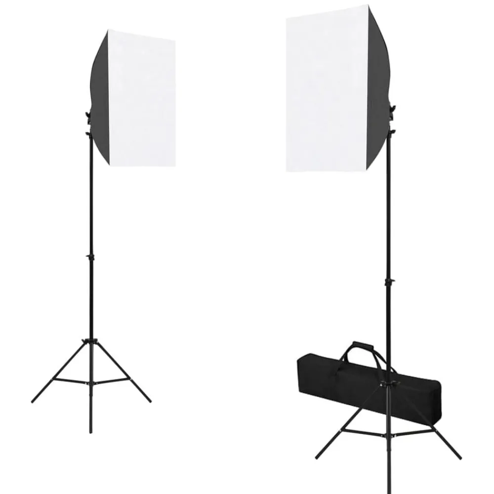 Appareils Photo-vidaXL Kit de studio photo boîtes à lumière toile de fond réflecteur Noir