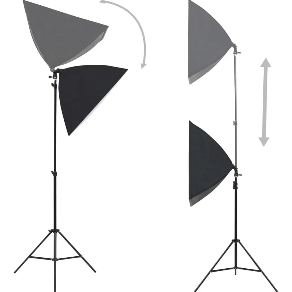 Appareils Photo-vidaXL Kit de studio photo boîtes à lumière toile de fond réflecteur Noir