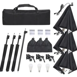 Appareils Photo-vidaXL Kit de studio photo avec éclairage et toile de fond