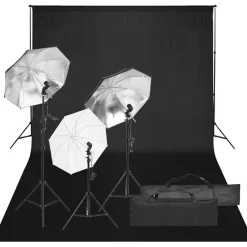 Appareils Photo-vidaXL Kit de studio photo avec éclairage et toile de fond