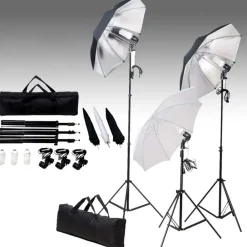 Appareils Photo-vidaXL Kit de studio photo avec ensemble d'éclairage et toile de fond Vert