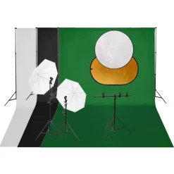 Appareils Photo-vidaXL Kit de studio photo avec éclairage toile de fond et réflecteur