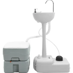 Loisirs De Plein Air-vidaXL Kit de Toilettes de Camping 2 pcs Gris 50,5 x 33 x 103 cm