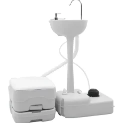 vidaXL Kit de Toilettes de Camping 2 pcs et blanc