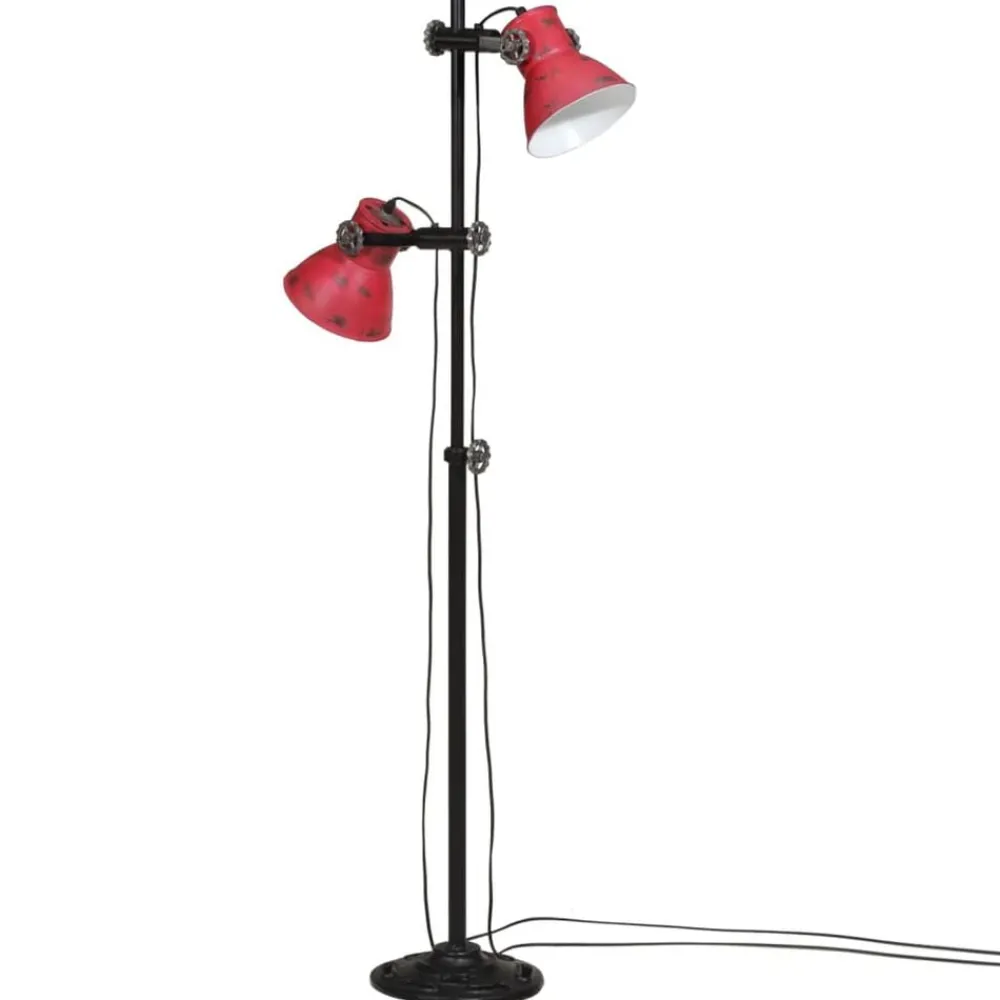 Luminaires-vidaXL Lampadaire 25 W délavé 25x25x90/160 cm E27 Rouge
