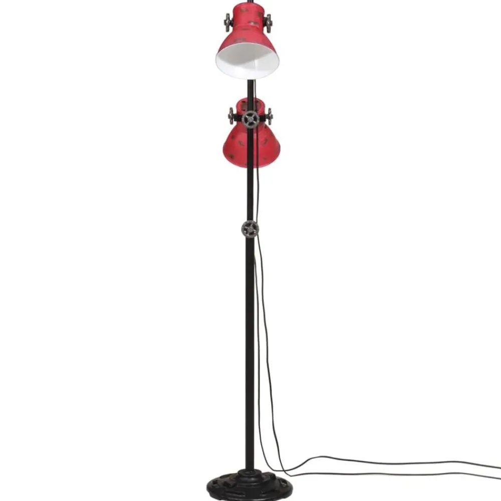 Luminaires-vidaXL Lampadaire 25 W délavé 25x25x90/160 cm E27 Rouge