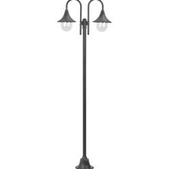 vidaXL Lampadaire de jardin E27 220 cm Aluminium 2 lanternes