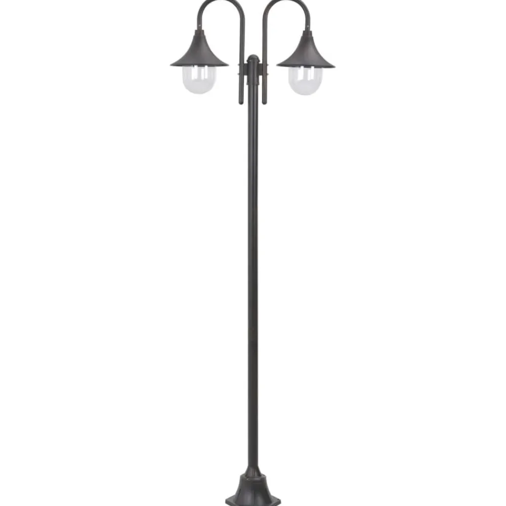 vidaXL Lampadaire de jardin E27 220 cm Aluminium 2 lanternes