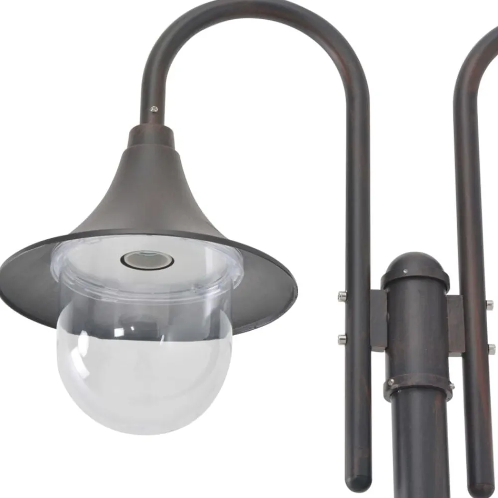 vidaXL Lampadaire de jardin E27 220 cm Aluminium 2 lanternes