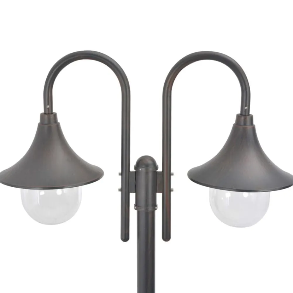 vidaXL Lampadaire de jardin E27 220 cm Aluminium 2 lanternes