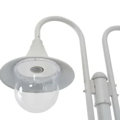 Luminaires-vidaXL Lampadaire de jardin E27 220 cm Aluminium 2 lanternes Blanc