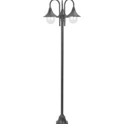 Luminaires-vidaXL Lampadaire de jardin E27 220 cm Aluminium 3 lanternes Bronze