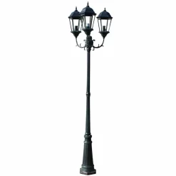 Luminaires-vidaXL Lampadaire de jardin 3 bras 230 cm Vert foncé/Noir Aluminium