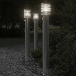 vidaXL Lampadaire d'extérieur avec capteur é acier inoxydable