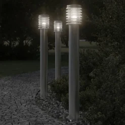 Luminaires-vidaXL Lampadaire d'extérieur et sortie é 110cm acier inoxydable Argent