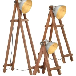 vidaXL Lampadaires 3 pcs é E27 Bois de manguier massif